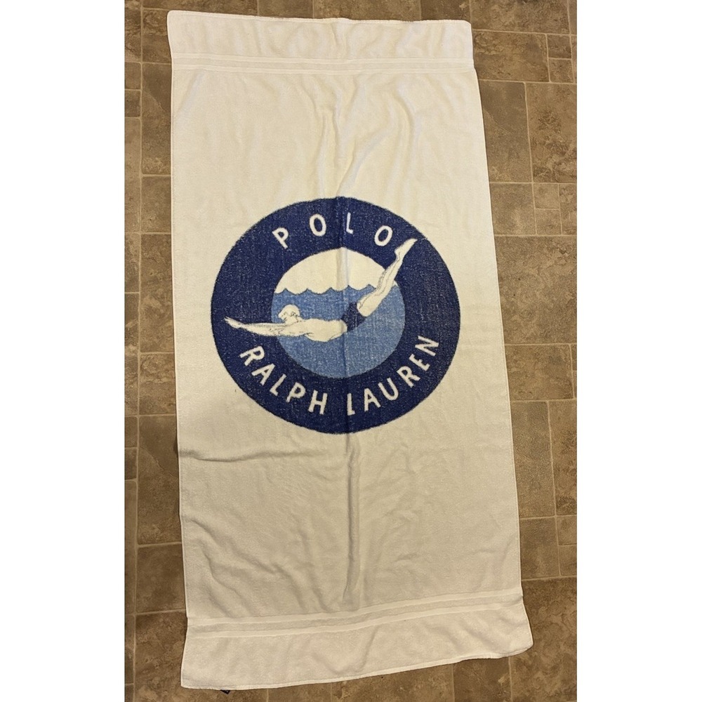 1990s Polo Ralph Lauren Beach Towel: USA-Made Cotton Vintage